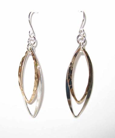 Pointed Oval Mixed Metal Earrings